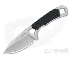 Kershaw Brace Stonewashed Clip Point Fixed Blade Neck Knife 2085