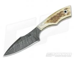 Olamic Cutlery Damascus Neck Knife Stag