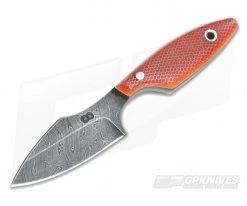 Olamic Cutlery Spear Point Neck Knife Orange CTek with Leather Sheath
