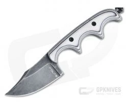 Alan Folts Custom Minimalist Bowie Neck Knife Black Washed CPM-154 Black & White G10