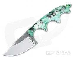 Alan Folts Custom Minimalist Bowie Neck Knife Two-tone CPM-154 Green Custom Acrylic