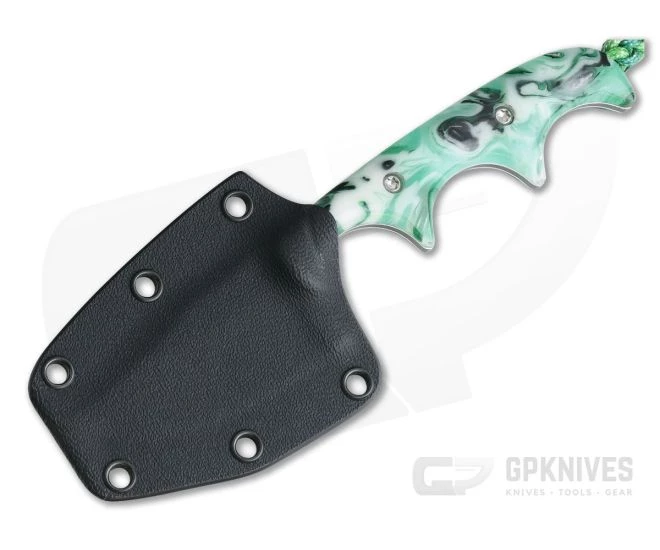Alan Folts Custom Minimalist Bowie Neck Knife Two-tone CPM-154 Green Custom Acrylic - Image 2