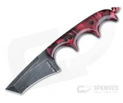 Alan Folts Custom Minimalist Tanto Neck Knife Black Washed CPM-154 Red Kirinite Acrylic