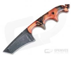 Alan Folts Custom Minimalist Tanto Neck Knife Black Washed CPM-154 Orange Kirinite Acrylic