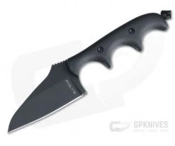 Alan Folts Custom Minimalist Modified Wharncliffe Neck Knife Black Coated CPM-154 Black G10
