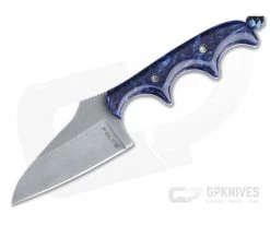Alan Folts Custom Minimalist Modified Wharncliffe Neck Knife Tumbled CPM-154 Blue Kirinite Acrylic