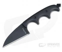Alan Folts Custom Minimalist Wharncliffe Neck Knife Matte Black G10 Black Coated CPM154
