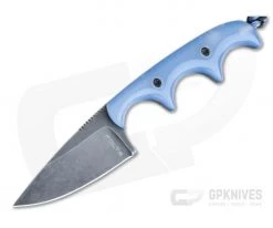 Alan Folts Custom Minimalist Drop Point Neck Knife Blue Glow Kirinite Black Washed CPM154