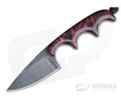 Alan Folts Custom Minimalist Drop Point Neck Knife Blood Red Kirinite Black Washed CPM154