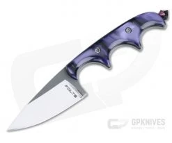 Alan Folts Custom Minimalist Drop Point Neck Knife Purple Pearl Kirinite Polished CPM154
