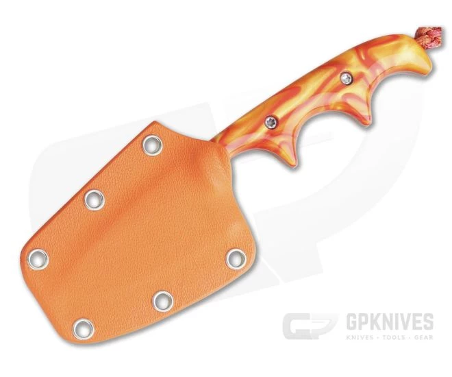 Alan Folts Custom Minimalist Drop Point Neck Knife Sunspot Pearl Kirinite Polished CPM154 - Image 2