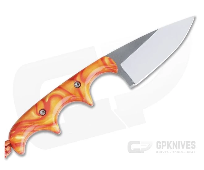 Alan Folts Custom Minimalist Drop Point Neck Knife Sunspot Pearl Kirinite Polished CPM154 - Image 3