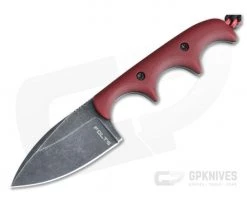 Alan Folts Custom Minimalist Spear Point Neck Knife Matte Red G10 Black Washed CPM154