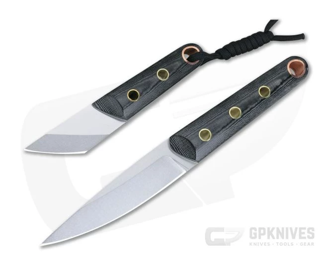 Sergey Rogovets Custom Black Micarta Kwaiken and Kiridashi Fixed Blade Knife Set 4254