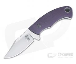 Tom Krein Custom Pocket Bowie Blasted Purple G10 Satin Nitro-V Fixed Blade