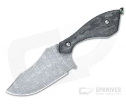 Otha Custom Klax Clip Point Carbon Lizard Damascus Shred Carbon Fiber Fixed Blade 4524