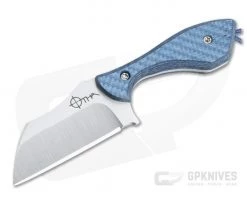 Otha Custom Klax Wharncliffe Satin AEB-L Blue Twill Carbon Fiber Fixed Blade 4526