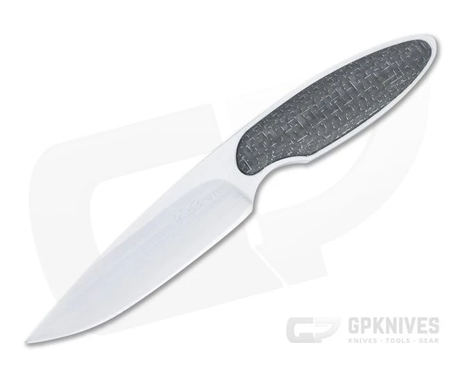 JD Van Deventer Custom V1 Neck Knife 12c27 Silver Lightning Strike Carbon Fiber Fixed Blade 4599