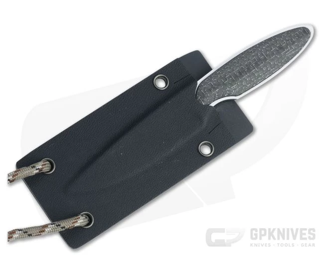 JD Van Deventer Custom V1 Neck Knife 12c27 Silver Lightning Strike Carbon Fiber Fixed Blade 4599 - Image 2