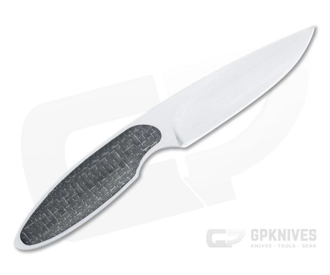 JD Van Deventer Custom V1 Neck Knife 12c27 Silver Lightning Strike Carbon Fiber Fixed Blade 4599 - Image 3