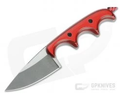 Alan Folts Custom Minimalist Drop Point Two-Tone CPM-154 Cherry/Black G10 Fixed Blade Neck Knife 4630