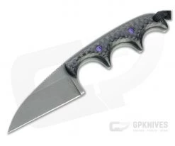 Alan Folts Custom Minimalist Wharncliffe Tumbled CPM-154 Carbon Fiber Fixed Blade Neck Knife 4633
