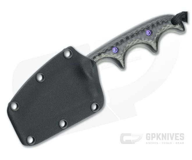 Alan Folts Custom Minimalist Wharncliffe Tumbled CPM-154 Carbon Fiber Fixed Blade Neck Knife 4633 - Image 2