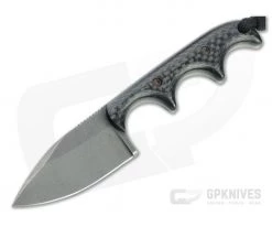 Alan Folts Custom Minimalist Spear Point Tumbled CPM-154 Carbon Fiber Fixed Blade Neck Knife 4635