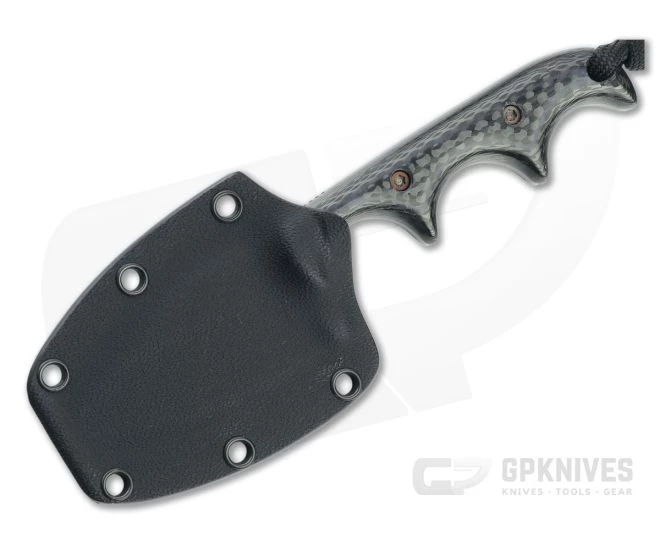 Alan Folts Custom Minimalist Spear Point Tumbled CPM-154 Carbon Fiber Fixed Blade Neck Knife 4635 - Image 2