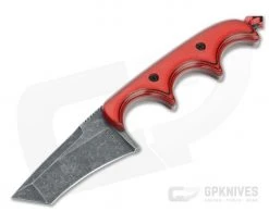 Alan Folts Custom Minimalist Tanto Blackwash CPM-154 Cherry/Black G10 Fixed Blade Neck Knife 4643