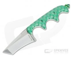 Alan Folts Custom Minimalist Tanto Hand Rubbed CPM-154 Green Fish Scale Acrylic Fixed Blade Neck Knife 4644