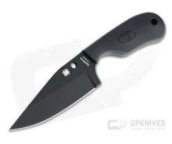 Spyderco Perrin Subway Bowie Black LC200N Fixed Blade Neck Knife FB48PBBK