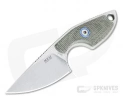 MKM Mikita Mikro 1 Vox Drop Point Stonewashed M390 Green Canvas Micarta Neck Knife MR01-GC