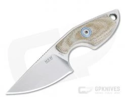 MKM Mikita Mikro 1 Vox Drop Point Stonewashed M390 Natural Canvas Micarta Neck Knife MR01-NC